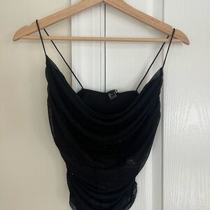 Black cowel neck going out top!